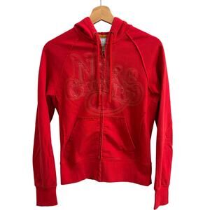 Vintage Nike Hoodie Medium Red Country Full Zip Raglan Sleeve Embroidered Rare